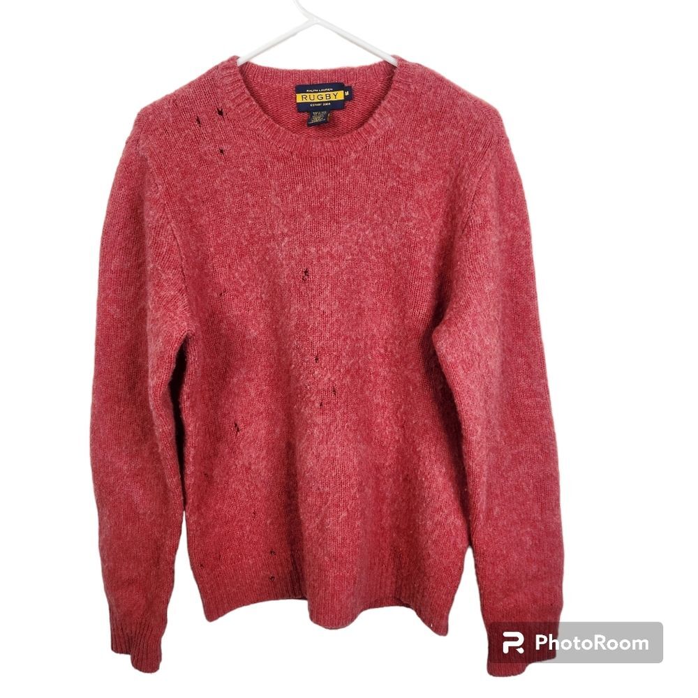 Ralph Lauren Rugby Mens DIY Thrashed 100% Shetland Wool Sweater Size Medium